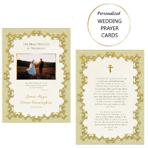 Placement Carte de prière Mariage à cadre doré de style vict