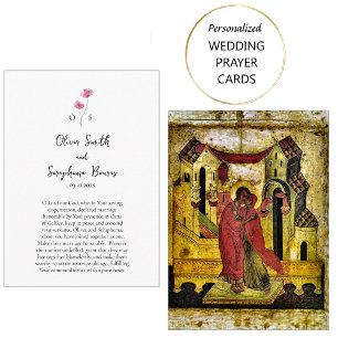 Placement Carte de prière Mariage Fleurs d'aquarelle enmêlée