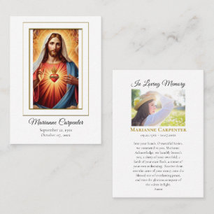 Placement Carte de prière mémorielle Cœur Sacré Jésus béni