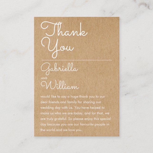 Placement Carte de remerciement de réception de mariage Rust (Devant)