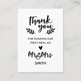 Placement Carte de remerciements de repas mariage