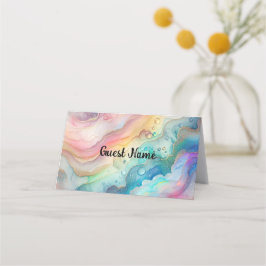 Placement Carte de Repas Arc-en-Ciel et Bulles de Savon