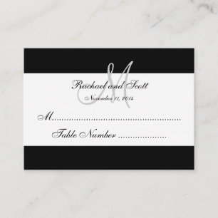 Placement Carte de siège simple Mariage Monogramme noir