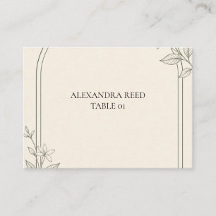Placement Carte de table botanique Olive en gros caractères