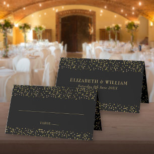 Placement Carte de table chic poussière d'or noir Confetti M