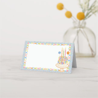 Placement Carte de table de fête d'anniversaire Bleu Cue le