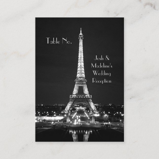 Placement Carte de table de la réception Tour Eiffel (Devant)
