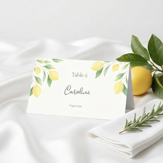 Placement Carte de table de mariage avec citron et verdure a