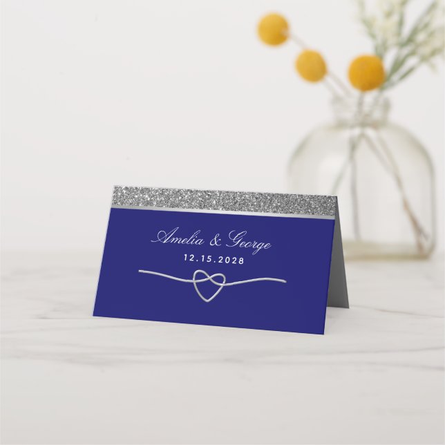Placement Carte de table de mariage bleu royal (Dos)