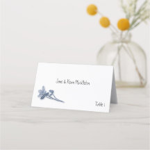 Carte de table de mariage florale bleu doux