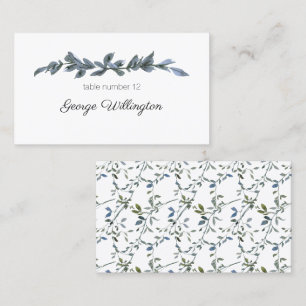 Placement Carte de table de mariage florale vert argenté de