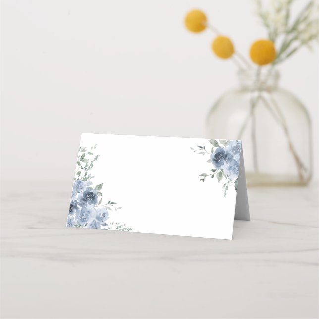 Placement Carte de table de mariage Rose Bleu Poussiéreux (Devant)