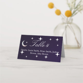 Placement Carte de table de mariage sur le thème de la nuit
