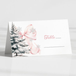 Placement Carte de table d'hiver à ruban rose 