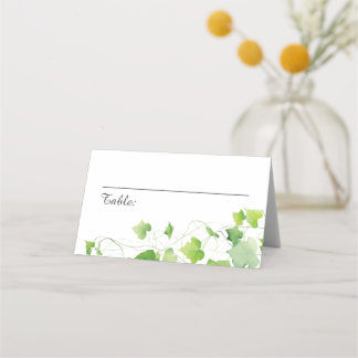 Placement Carte de Table Élégante à Feuille Verte pour Maria