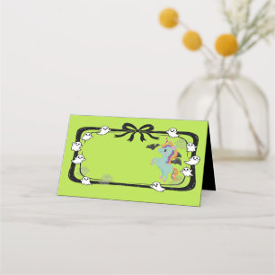 Placement Carte de table licorne Halloween chauve-souris ver