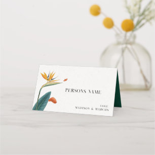 Placement Carte de Table Mariage Fleurs Tropicales Élégantes