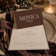 Carte de table mariage marron chocolat