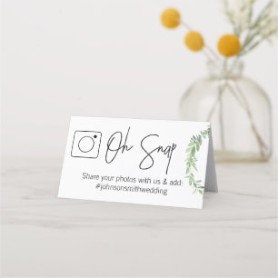 Placement Carte de table pliée OH SNAP #hashtag