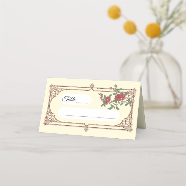 Placement Carte de table pliée pour mariage romantique médié (Devant)