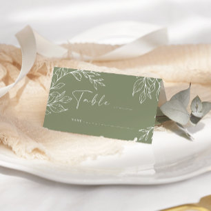 Placement Carte de table simple fleur boho sauge pour mariag