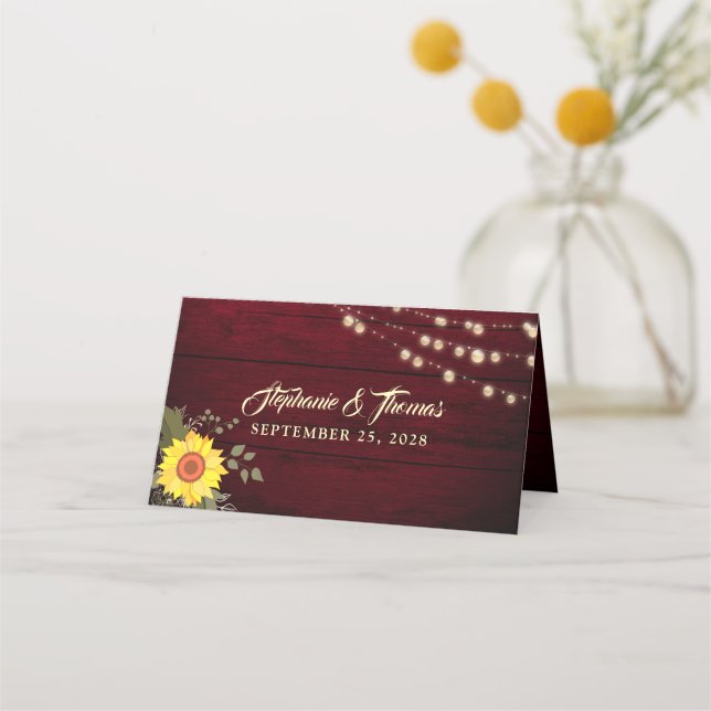Placement Carte de table Tournesol Rustique (Dos)