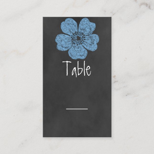 Placement Carte de table Wild Blue Rose Chalkboard (Devant)