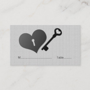 Placement Carte de verrouillage du coeur gris et de la clé