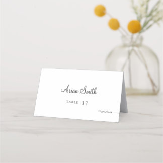 Placement Carte mariage de table avec nom et choix de repas