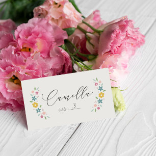 Placement Carte pliée de table pour Baby Shower Fleurie Douc