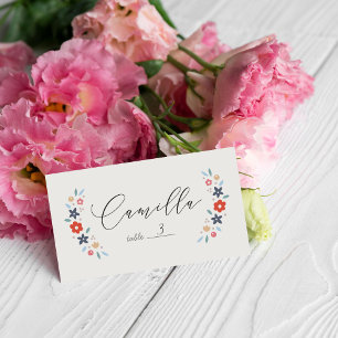 Placement Carte pliée pour Baby Shower aux motifs de fleurs