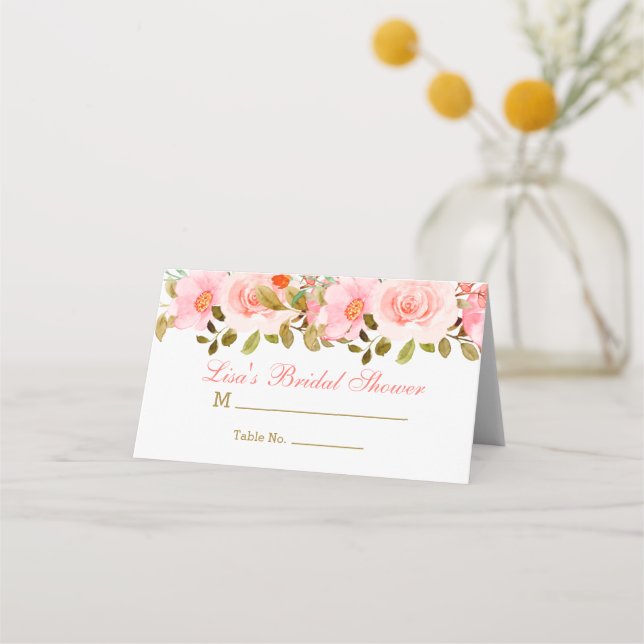 Placement Carte pliée pour la fête de mariage rose doré (Devant)