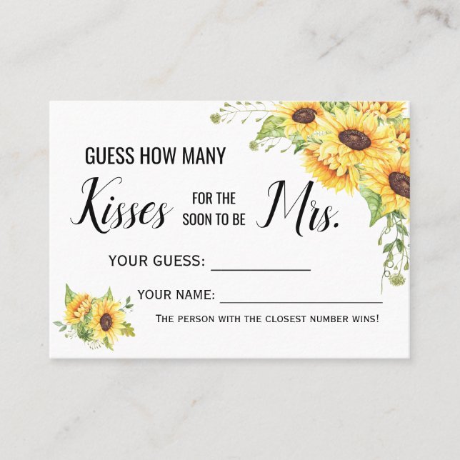 Placement Combien de baisers pour la prochaine carte de jeu  (Devant)