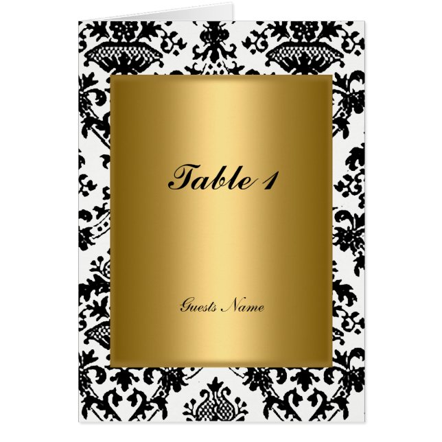 Placement de table Gold et Damask et carte de menu (Devant)