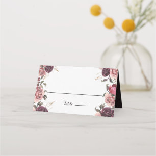 Placement Elégante carte de place Mariage Floral Été Bourgog