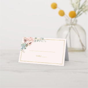 Placement Fleur de Blush Élégant Carte de Repas Pliée Past