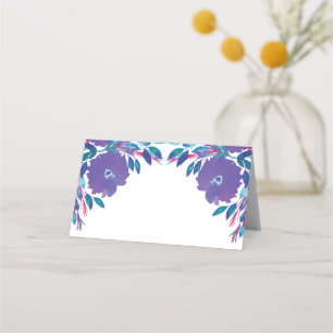 Placement Fleurs violettes Carte de lieu peinte à la main