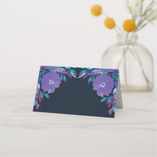 Placement Fleurs violettes Carte de lieu peinte à la main