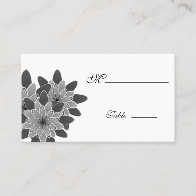 Placement Gerbera Daisy Black white Carte de lieu pour l'occ (Devant)