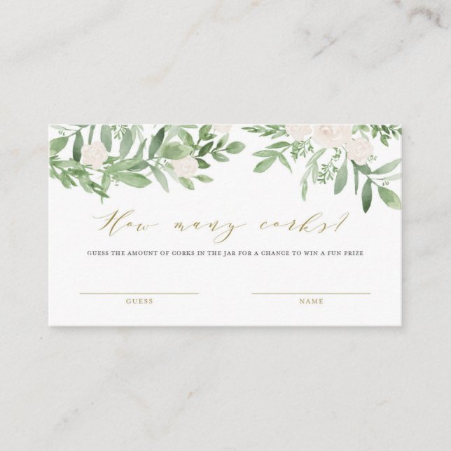 Placement Green and White Flower Combien de lièges Carte de  (Devant)