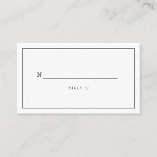 Placement Mariage blanc gris minimum ou carte de lieu d'évén (Devant)