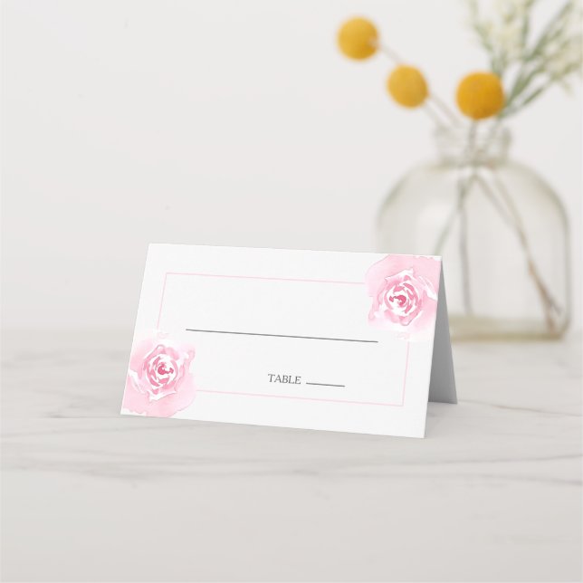 Placement Mariage rose Roses Carte de place (Devant)