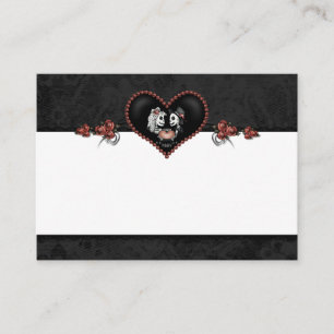 Placement Mariage Skeleton Black Grey Heart BLANK Carte de l
