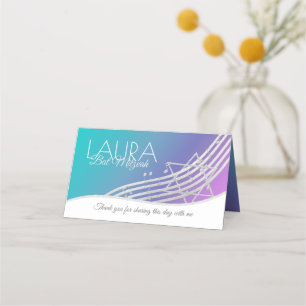 Placement Musique Bat mitzvah Silver Music Notes Carte de si