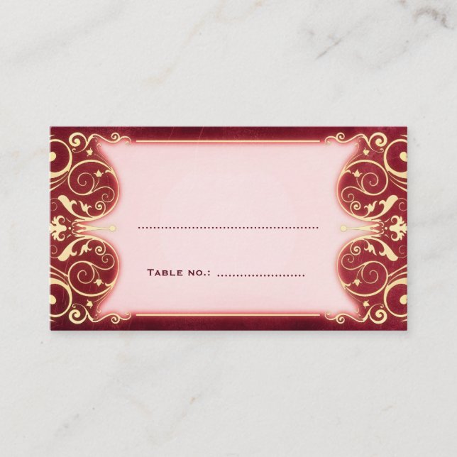 Placement Nouveau Victorian : Carte d'escorte de table rouge (Devant)