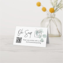 OH SNAP QR Code Eucalyptus Carte de table pliée