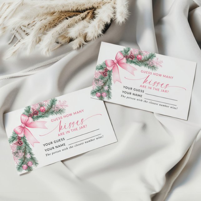 Placement Pink Bow Noël Combien de baisers Carte de jeu (Créateur téléchargé)