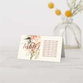 Placement Plat rustique et Florales d'or plié Carte de place