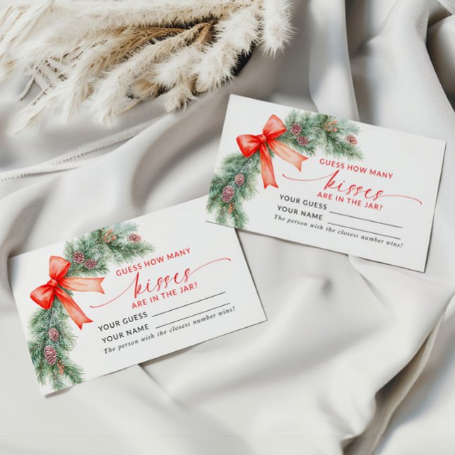 Placement Red Bow Noël Combien de baisers Douche Carte de je (Créateur téléchargé)