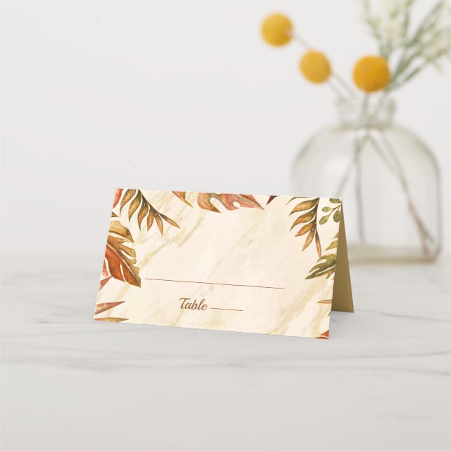 Placement Rustique Autumn Foliage Mariage plié carte de plac (Devant)